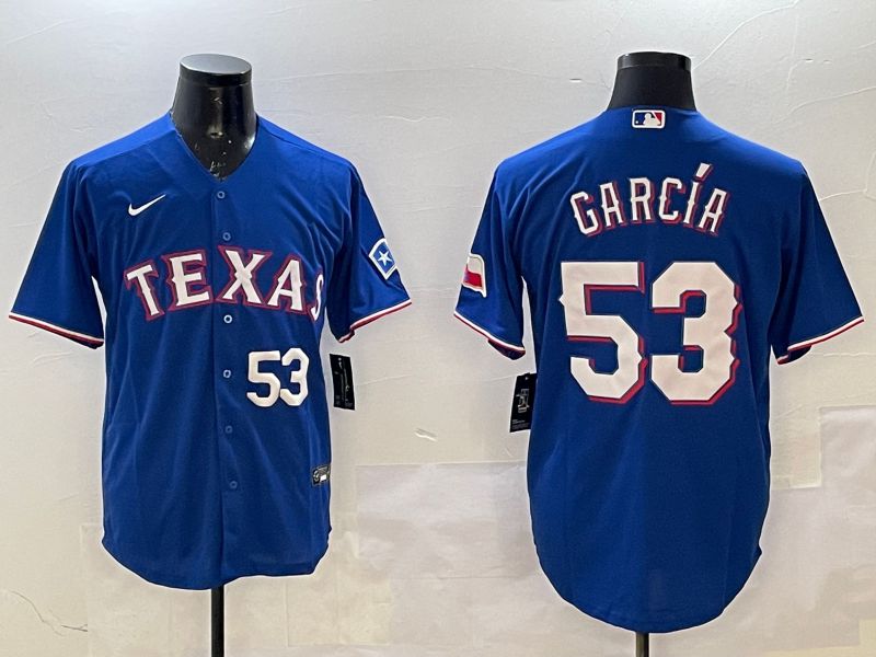 Men Texas Rangers 53 Garcia Blue Game 2025 Nike MLB Jersey style 3